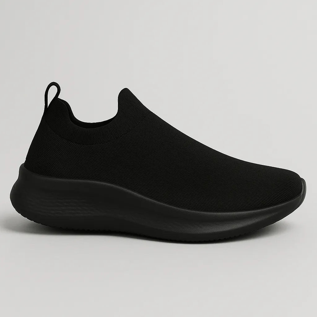 Minimalist All-Black Lightweight Slip-On Sneakers